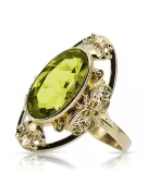Ring Gelber Peridot 14 Karat Gelbgold Vintage Handwerk vrc014y